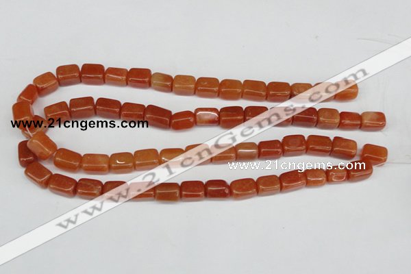 CAJ151 15.5 inches 10*13mm cuboid red aventurine jade beads