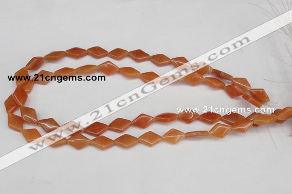 CAJ153 15.5 inches 10*15mm rhombic red aventurine jade beads