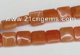 CAJ154 15.5 inches 10*10mm square red aventurine jade beads