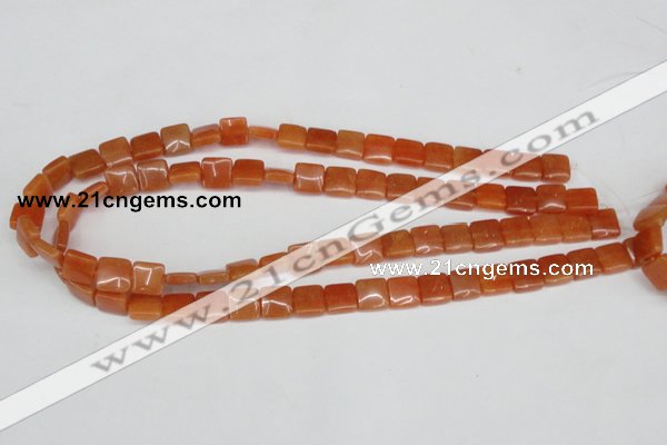 CAJ154 15.5 inches 10*10mm square red aventurine jade beads