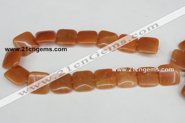 CAJ157 15.5 inches 25*25mm square red aventurine jade beads