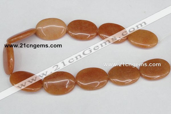 CAJ163 15.5 inches 25*35mm oval red aventurine jade beads