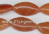 CAJ165 15.5 inches 15*30mm marquise red aventurine jade beads