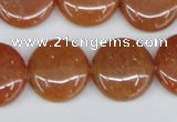 CAJ166 15.5 inches 20mm flat round red aventurine jade beads