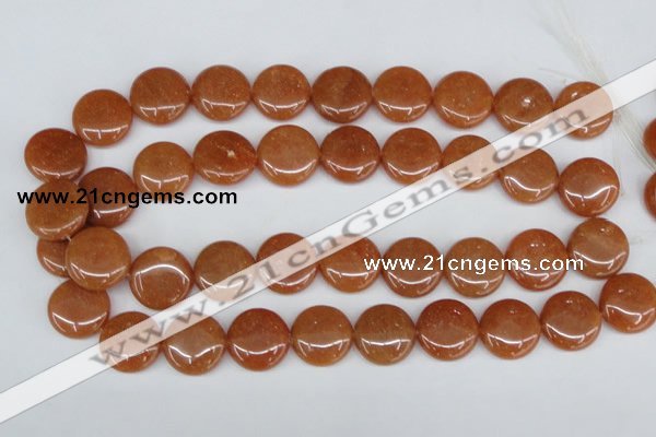 CAJ166 15.5 inches 20mm flat round red aventurine jade beads