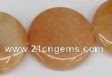 CAJ167 15.5 inches 30mm flat round red aventurine jade beads