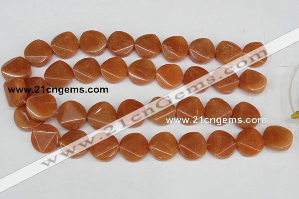 CAJ170 15.5 inches 20mm faceted coin red aventurine jade beads