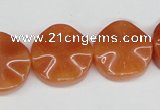 CAJ171 15.5 inches 20mm wavy coin red aventurine jade beads