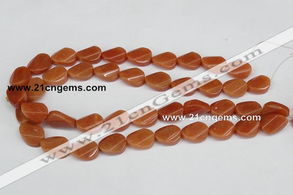 CAJ172 15.5 inches 13*18mm twisted oval red aventurine jade beads