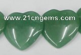 CAJ305 Top-drilled 28*28mm heart green aventurine jade beads