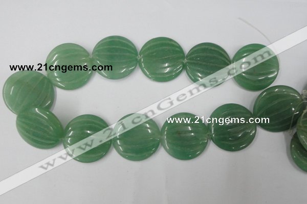 CAJ307 15.5 inches 35mm carved coin green aventurine jade beads