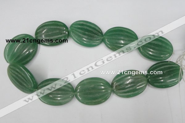 CAJ308 15.5 inches 30*40mm carved oval green aventurine jade beads