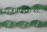 CAJ310 15.5 inches 8*16mm twisted tetrahedron green aventurine jade beads