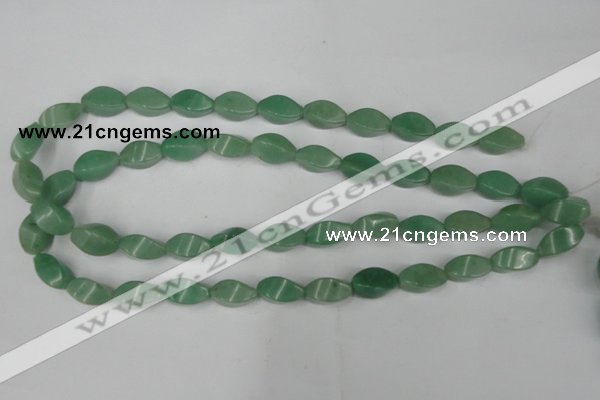 CAJ310 15.5 inches 8*16mm twisted tetrahedron green aventurine jade beads