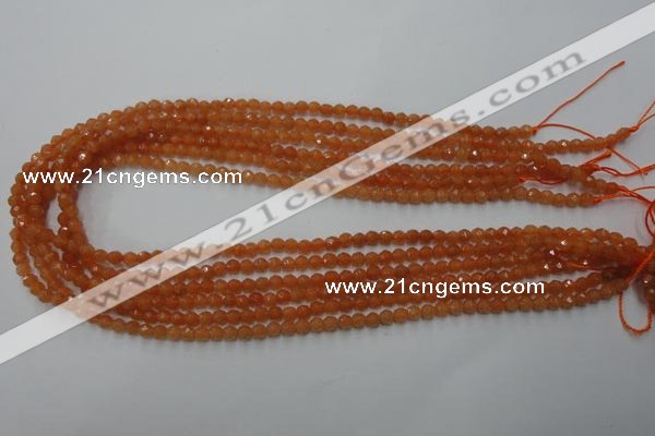 CAJ360 15.5 inches 4mm faceted round red aventurine beads wholesale