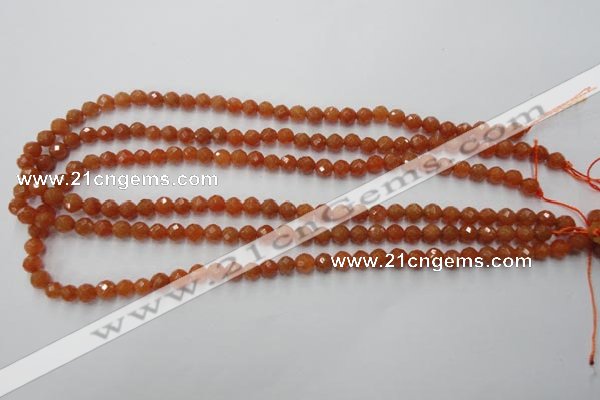 CAJ361 15.5 inches 6mm faceted round red aventurine beads wholesale