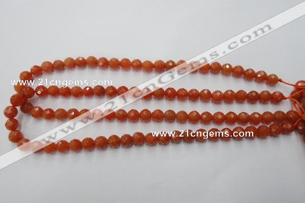 CAJ362 15.5 inches 8mm faceted round red aventurine beads wholesale