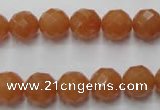 CAJ363 15.5 inches 10mm faceted round red aventurine beads wholesale