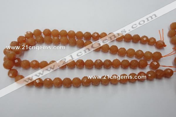 CAJ363 15.5 inches 10mm faceted round red aventurine beads wholesale