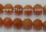 CAJ364 15.5 inches 12mm faceted round red aventurine beads wholesale