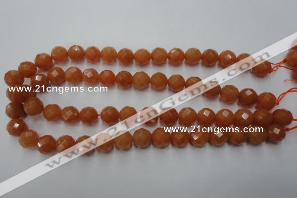 CAJ364 15.5 inches 12mm faceted round red aventurine beads wholesale