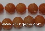 CAJ365 15.5 inches 14mm faceted round red aventurine beads wholesale