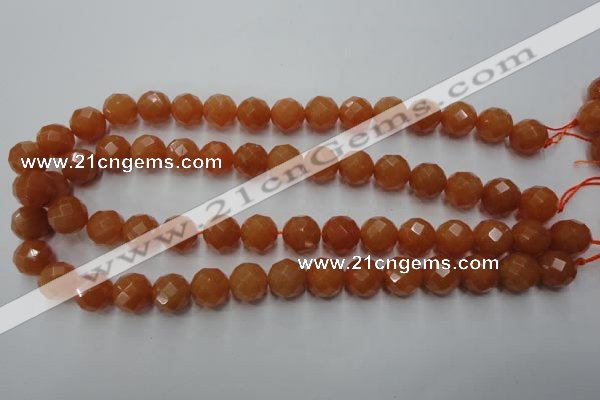 CAJ365 15.5 inches 14mm faceted round red aventurine beads wholesale