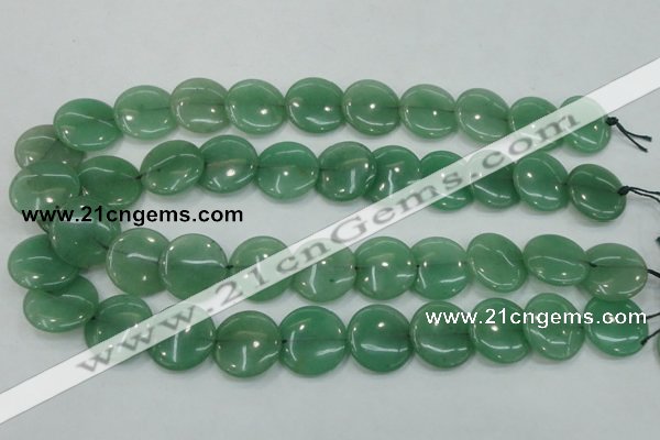 CAJ55 15.5 inches 20mm flat round green aventurine jade beads wholesale