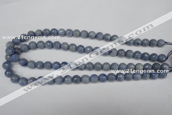 CAJ563 15.5 inches 10mm faceted round blue aventurine beads wholesale