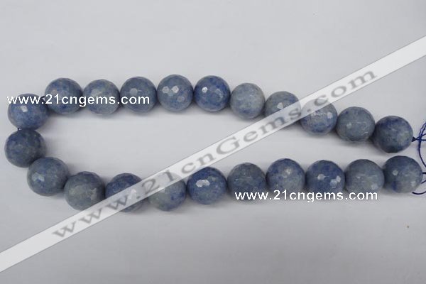 CAJ567 15.5 inches 18mm faceted round blue aventurine beads wholesale