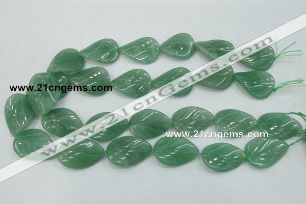 CAJ57 15.5 inches 22*30mm twisted leaf green aventurine jade beads