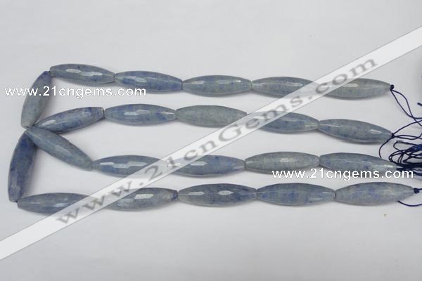 CAJ576 15.5 inches 10*35mm faceted rice blue aventurine beads wholesale