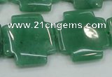 CAJ58 15.5 inches 25*25mm cross green aventurine jade beads wholesale