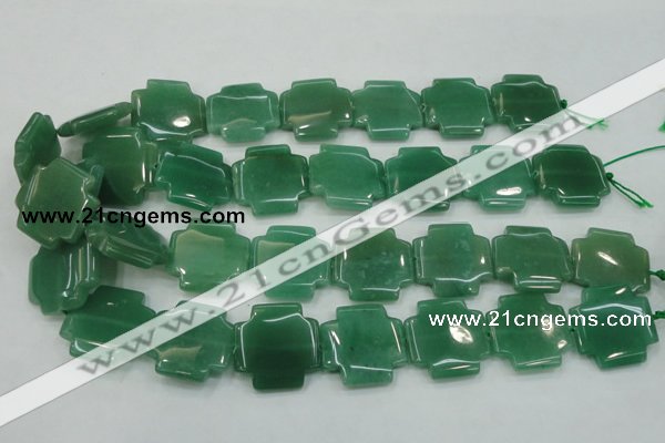 CAJ58 15.5 inches 25*25mm cross green aventurine jade beads wholesale