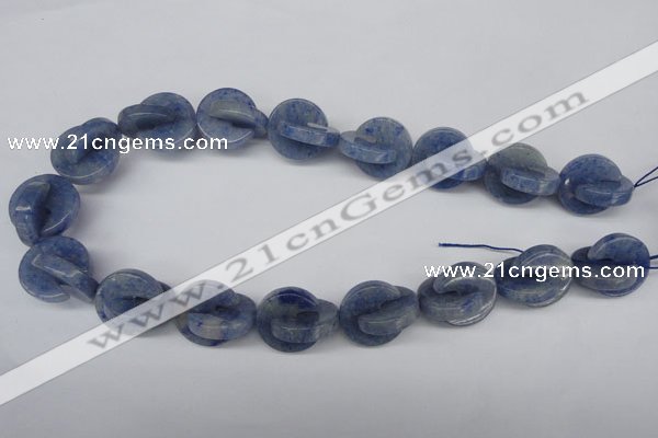 CAJ586 15.5 inches 20*20mm curved moon blue aventurine beads wholesale