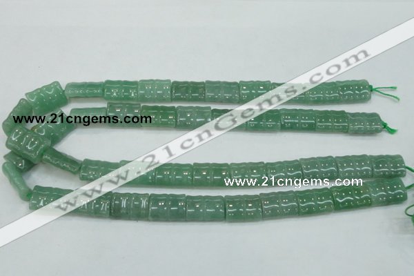 CAJ59 15.5 inches 13*18mm flat bamboo green aventurine jade beads