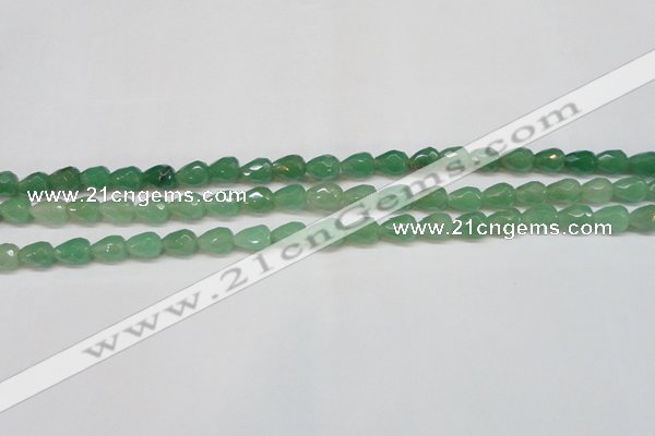 CAJ638 15.5 inches 8*10mm faceted teardrop green aventurine beads