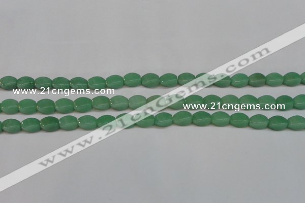 CAJ665 15.5 inches 8*12mm twisted rice green aventurine beads