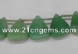 CAJ695 Top drilled 15*20mm leaf green aventurine beads