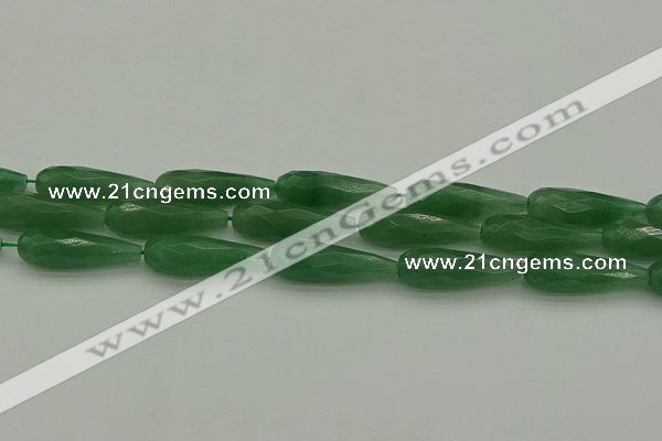 CAJ708 15.5 inches 10*30mm faceted teardrop green aventurine beads