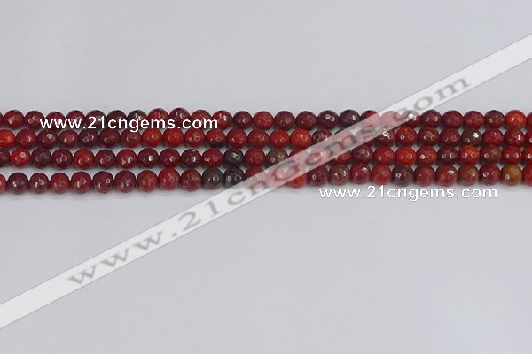 CAJ758 15.5 inches 4mm faceted round apple jasper beads