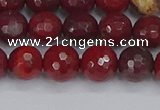 CAJ760 15.5 inches 8mm faceted round apple jasper beads