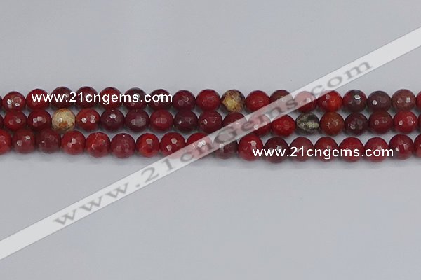 CAJ760 15.5 inches 8mm faceted round apple jasper beads