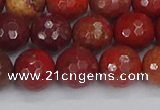 CAJ761 15.5 inches 10mm faceted round apple jasper beads