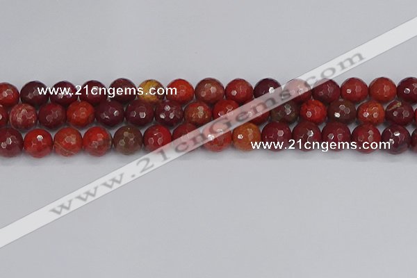 CAJ761 15.5 inches 10mm faceted round apple jasper beads