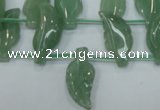 CAJ89 Top-drilled 10*20mm carved leaf green aventurine beads wholesale