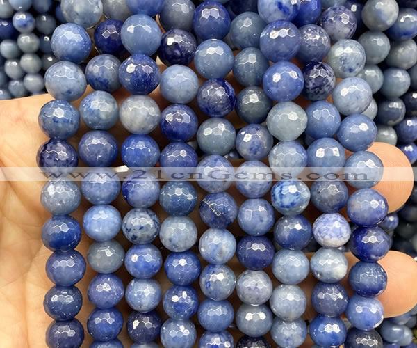 CAJ895 15 inches 8mm faceted round blue aventurine beads wholesale
