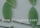 CAJ90 Top-drilled 15*35mm carved leaf green aventurine beads wholesale