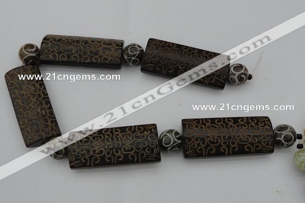 CAL09 14.5 inches 25*55mm carved rectangle agalmatolite beads