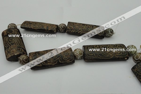 CAL11 14.5 inches 28*60mm carved rectangle agalmatolite beads